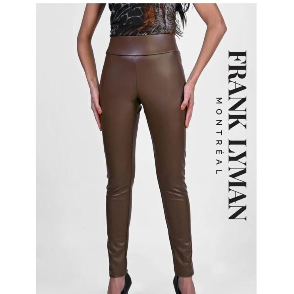 Frank Lyman Leggings Montreal 213684 NWT Faux Leather Brown Retail $159 Size 12